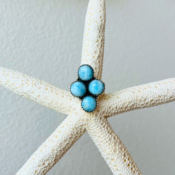 Larimar Adjustable Statement Ring in 925 Sterling Silver - Picture 9 of 9